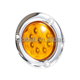 Feu arrière rond de 2 pouces à 9 LED pour camion, 12/24V, boîtier chromé, 3 couleurs disponibles, feu de position latéral pour remorques et camions-citernes