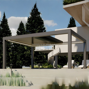 Pérgola Eléctrica Retráctil Inteligente de Aluminio con Luces LED, Sensor de Viento, Techo de Láminas Ajustables y Recubrimiento en Polvo <span class=keywords><strong>para</strong></span> Jardín y Balcón - Product Image 1