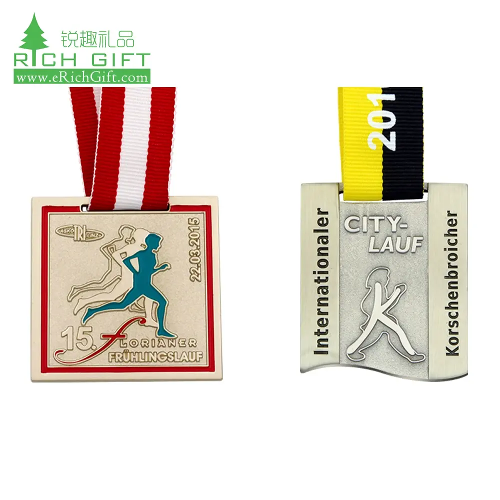 ハーフマラソン15Kフィニッシャーソフトエナメルカスタム銀メッキエレガントランニングメダル中国サプライヤー