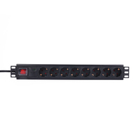 Fournisseur du Zhejiang, unité de distribution d'alimentation (PDU) en aluminium 16A / 32A avec protection contre les surtensions, 8 prises, 220-250V, 19 pouces, 1.5U, noir