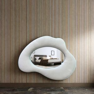 Modern Luxury Contemporary Wavy Full Length <b>Mirror</b> with Aluminum Alloy Frame-Adhesive Wall Mount Home Decor Customizable Color - Product Image 6