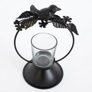 Porte-bougie noir moderne de luxe avec revêtement en poudre, élégant et de qualité supérieure - Product Image 1