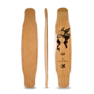 Boş toptan bambu Longboard kaykay güverte fiberglas Longboard güverte