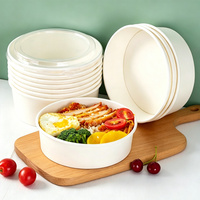 Bol à salade en papier 40oz jetable écologique épaissi biodégradable avec couvercle en PET impression personnalisée pour snacks, biscuits, café, petit-déjeuner, sucre
