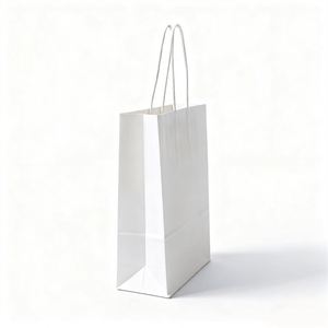 Bolsas de Papel Kraft Blancas Ecológicas KM con Asas Retorcidas para Promoción, Supermercado, Reutilizables - Product Image 3