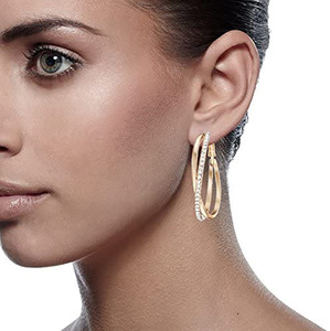 Orecchini a Cerchio Oversize per Donne, Gioielli Scintillanti per le Orecchie - Product Image 3