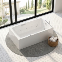 Baignoire rectangulaire en acrylique pur avec 12 jets, baignoire avec jacuzzi pour la maison, grossiste, fournisseur, exportateur, fabricant