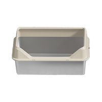 Bac à litière pour chat en acier inoxydable extra-large de 20L, tapis filtrant anti-pistage, conception semi-fermée et haute pour un accessoire facile