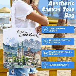 Sac à dos décontracté et tendance en toile, sac fourre-tout, sac à main souvenir <span class=keywords><strong>de</strong></span> voyage européen, Londres <span class=keywords><strong>Paris</strong></span> Suisse, cadeau <span class=keywords><strong>de</strong></span> vacances pour femme - Product Image 2