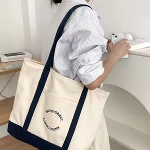 กระเป๋าโท้ทผ้าใบสะพายไหล่มีหูหิ้วหลากสีความจุขนาดใหญ่พิมพ์ลายและปักโลโก้ตามสั่งเป็นมิตรกับสิ่งแวดล้อมยอดนิยม - Product Image 5