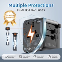 Adaptateur de voyage universel multi-prises 20W à charge rapide, compatible avec les normes australiennes, britanniques, européennes et américaines
