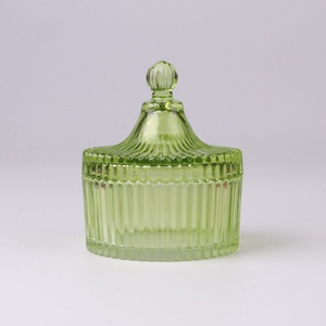 Hot Piccolo Trasparente Rosa Viola Arancio Verde Cera Di <span class=keywords><strong>Vetro</strong></span> Tazza di Candela Vaso di Supporto con Maniglia Della Copertura Coperchio di Stoccaggio <span class=keywords><strong>In</strong></span> Grado di Caramella di latta - Product Image 3