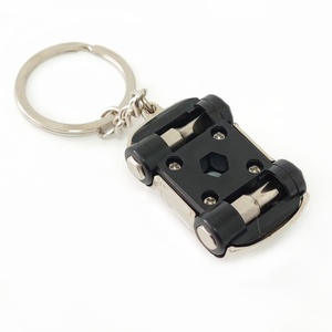 Oneway Wholesale Metal Sublimation <b>Blank</b> Car Shape <b>Key</b> Chain Custom logo Metal Car Keyrings Screwdriver Set Keychains - Product Image 3