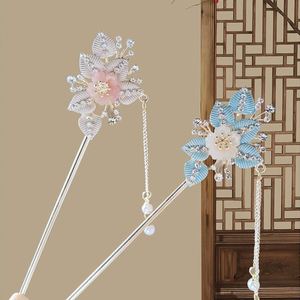 Horquilla de pelo estilo chino antiguo con hojas y flores, borla larga, horquilla para mujer con diseño elegante, horquilla para Qipao - Product Image 1