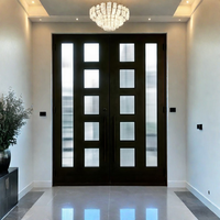 Porte en fer forgé australien moderne, style français classique, en fer noir mat, double porte d'entrée avec verre trempé AS2028