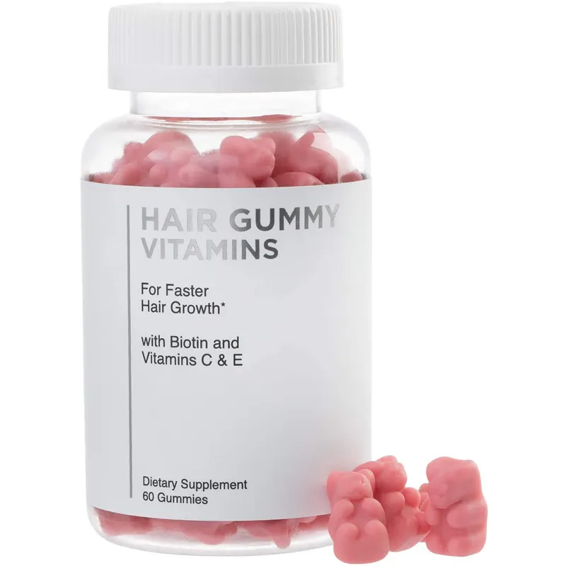 Etiqueta privada Crecimiento del cabello Fuerza máxima Biotin 10000mcg Gomas de cabello veganas para la piel del cabello Uñas Biotin Gummies 3 en 1 gomitas