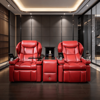 Canapé inclinable électrique multifonctionnel en cuir véritable pour cinéma maison de luxe, idéal pour salle multimédia de villa