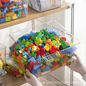 Transparent Plastic Storage <b>Bins</b> <b>Rectangle</b> Book Organizer For Picture Books Toys Puzzles Office Desk Use - Product Image 5