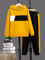 Sweat-shirt à capuche surdimensionné pour garçons, pull à manches longues, sweat-shirt à blocs de couleur, poignets côtelés, vêtements d'automne pour enfants et adolescents de 7 à 15 ans
