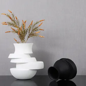 Florero de cerámica blanca de porcelana, decoración única nórdica para pasillo, para el hogar