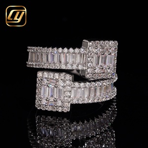 Luxury Women's White Gold <b>Emerald</b> Cut Diamond <b>Ring</b> Rhodium Plated GIA Certified Wedding Band Full Eternity Pave Setting - Product Image 3