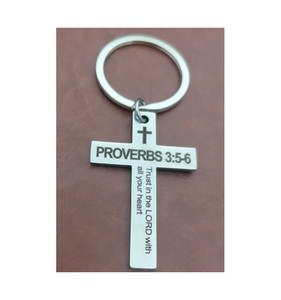 LLavero de Cruz religiosa de acero inoxidable de Isaiah Mattew <span class=keywords><strong>Luke</strong></span>, joyería cristiana, llavero de la Santa Biblia, regalo - Product Image 6