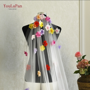 YouLaPan V277 R <span class=keywords><strong>voile</strong></span> de fleurs colorées convient aux cérémonies <span class=keywords><strong>en</strong></span> plein air pelouse mariage mariées Festival Performance robes - Product Image 4