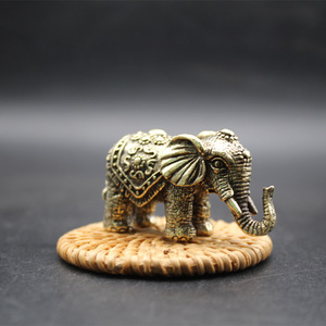 Solid Brass <b>Elephant</b> Figurine Small Size Antique Bronze Desk <b>Decoration</b> Feng Shui Office Supply - Product Image 1