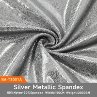 Tissu tricoté en spandex métallique holographique extensible dans les quatre sens avec estampage à chaud argenté, scintillant et à séchage rapide, pour maillots de bain, bikinis et lingerie