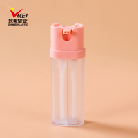Bouteille en plastique PET à double compartiment plat de petite capacité 150 ml (75 ml + 75 ml) pour emballage de nettoyant visage avec impression sérigraphique