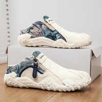 Sandales d'été 2026 pour hommes, mocassins décontractés, demi-chaussons, style pilote, en tissu respirant, à enfiler, à bout ouvert, color block, en PVC