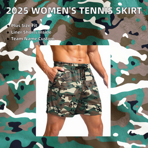 Jupes de tennis marron grande taille pour hommes avec short intégré, personnalisables avec le nom de l'équipe, tenue de court tendance pour adultes - Product Image 2