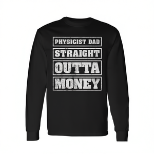 Maglietta a maniche lunghe per papà fisico, con scritta 'Straight Outta Money', regalo per la festa del papà - Product Image 2