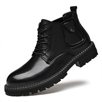 Bottes en cuir pleine fleur pour hommes, style britannique, mi-mollet, décontractées et habillées, respirantes, antidérapantes, à lacets avant, idéales pour l'hiver