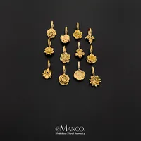 EManco Breloques en acier inoxydable couleur or, motifs floraux variés, style naturel pour bijoux DIY, usage quotidien, vente directe usine