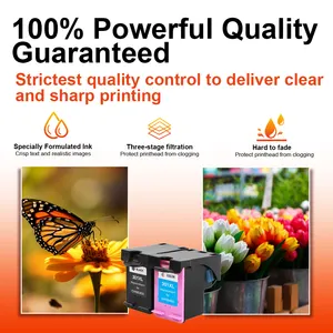 Topjet 301XL 301 XL Cartridge tinta hitam warna Premium diproduksi ulang untuk HP301XL HP301 untuk HP Deskjet 2050 1050 Printer Inkjet