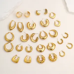 Boucles d'oreilles en acier inoxydable pour femmes Boucles d'oreilles pendantes en forme de cœur Boucles d'oreilles pendantes en forme de serpent et d'étoile ronde géométrique Bijoux