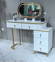 Table de toilette moderne minimaliste de luxe en dalle de roche, armoire de chevet tout-en-un, éclairée, taille personnalisable pour hôtel, petit appartement