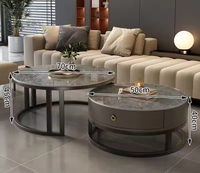 Nouvelle combinaison de marbre de vente chaude ronde ensemble complet de Table basse pour salon ardoise meubles d'hôtel ensemble de luxe