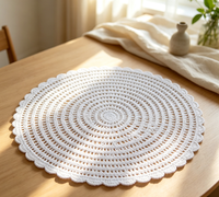Set de table rond en papier tissé blanc classique, écologique, résistant à l'huile, 38 cm de diamètre, réutilisable, protection thermique pour la décoration de table