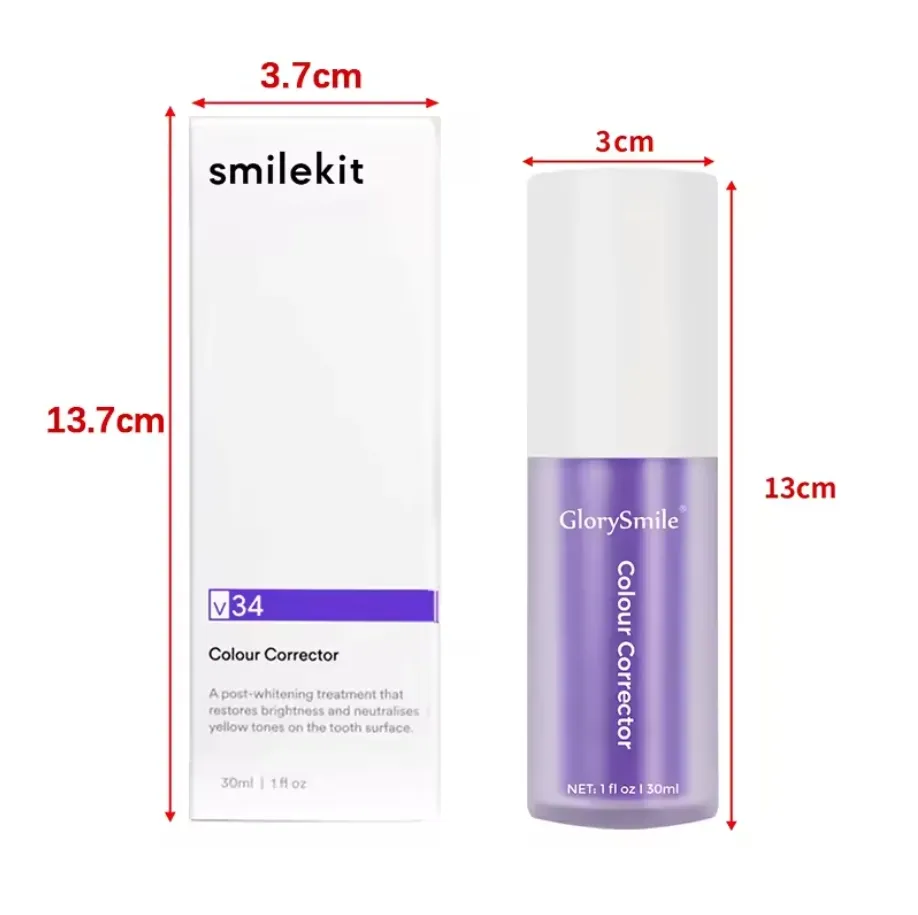 Purple Toothpaste Remove Stains Whitening Teeth V34 Colour Corrector Oral Care wholesale custom logo box