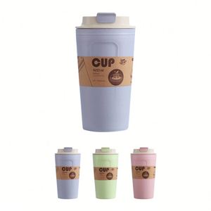Custom Green Bamboo Fiber <b>Cup</b> Portable Reusable 420ml Coffee Tumbler with <b>Lids</b> - Product Image 2