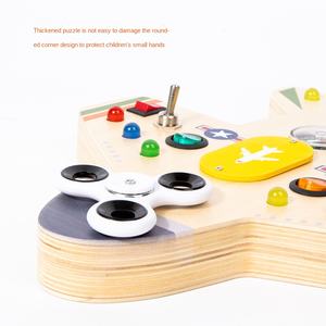 Planche d'activités en bois avec <span class=keywords><strong>circuit</strong></span> électronique, avion, violon, interrupteur, boussole, gyroscope rotatif, bloc LED, alimenté par piles, emballage en boîte <span class=keywords><strong>de</strong></span> couleur - Product Image 4