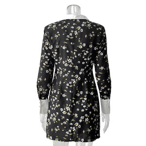 Enyami <span class=keywords><strong>Dropshipping</strong></span> Femme Romantique Rétro <span class=keywords><strong>Boutique</strong></span> Française Mini Sexy Floral Col Rabattu Manches Longues Casual Robe A-ligne - Product Image 6