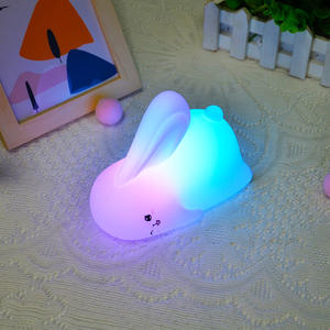 Cost Effective Bunny Night Light Rechargeable Type C Tap Color Change Soft Glow Kids <strong>Bedroom</strong> <strong>Lamp</strong> - Product Image 3
