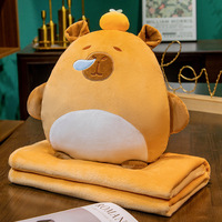 Capibala trois-en-un main oreiller chaud couette motif solide Capybara sieste artefact pour l'hiver usage domestique couverture en peluche insérable