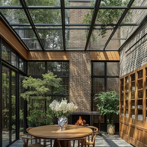 Thép sunroom thiết kế hiện đại nhiệt phá vỡ đôi tráng men cách nhiệt mái kính khung cấu trúc chống thấm nước cho khu dân cư xây dựng - Product Image 1