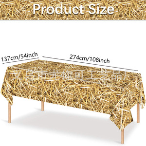 Straw <b>Tablecloth</b> <b>Rectangle</b> 137x274 Cm Digital Printing Plastic Sheet Birthday Party Decor Prop Cloth Disposable Cover - Product Image 5