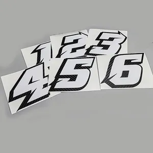 Adesivo 3D XGS <span class=keywords><strong>DECAL</strong></span> 2403NB de 100mm de Altura para Moto e Carro, Vinil Recortado, Dupla Camada, Número de Corrida Branco, Preto, Fibra de Carbono - Product Image 4