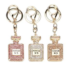Porte-Clés Luxe en Métal avec Strass de Cristal pour Femmes et Filles, Pendentif Rectangulaire Fin, Bouteille de <span class=keywords><strong>Parfum</strong></span>, Porte-Clés Léger - Product Image 2